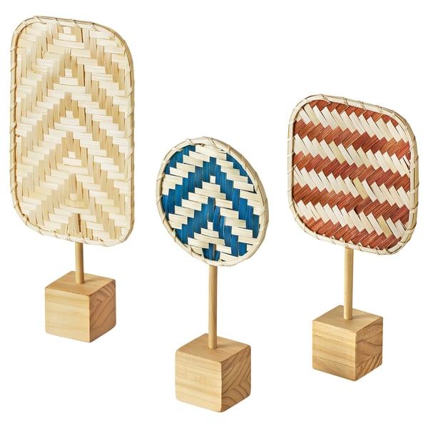 IKEA KALKKÄRR Decoration set of 3 bamboo/pine