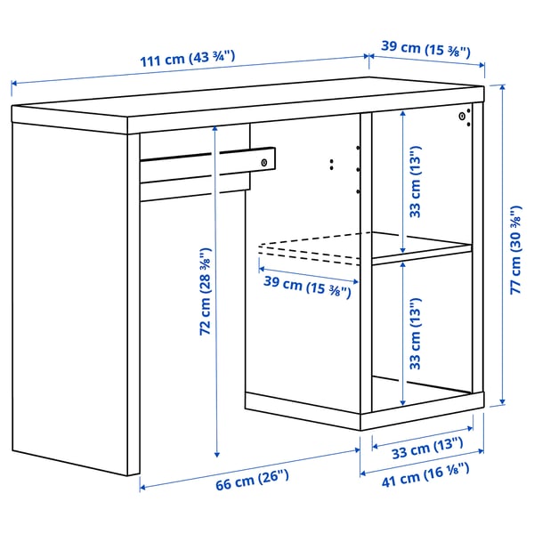 IKEA KALLAX Desk White 43 3/4x15 3/8 "