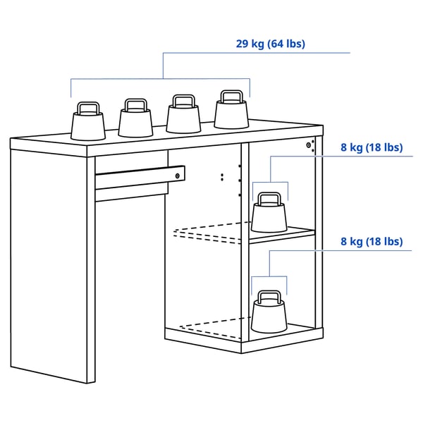 IKEA KALLAX Desk White 43 3/4x15 3/8 "