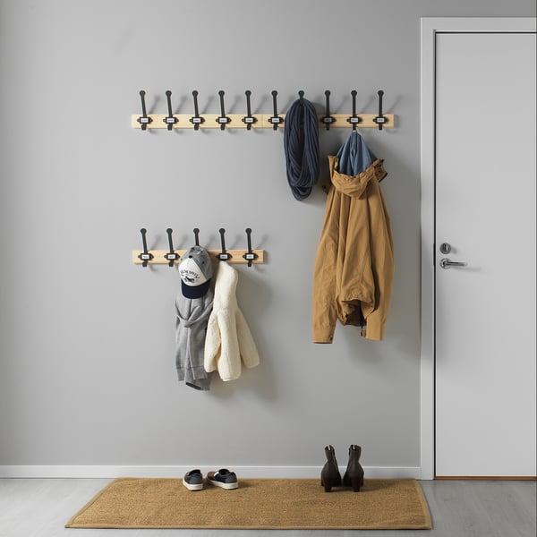IKEA KARTOTEK Rack With 5 Hooks Pine/gray