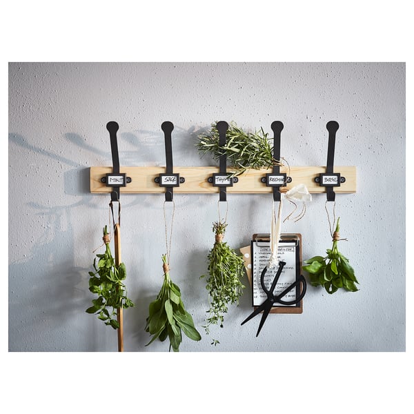 IKEA KARTOTEK Rack With 5 Hooks Pine/gray