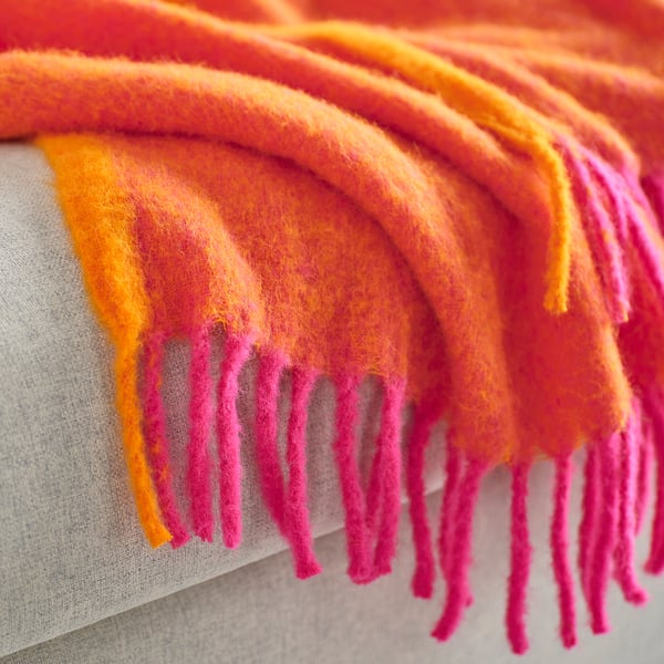 IKEA KLIPPOXEL Throw Orange/bright Pink 51x67 "