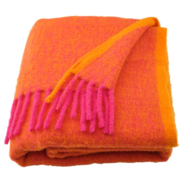 IKEA KLIPPOXEL Throw orange/bright pink 51x67 "