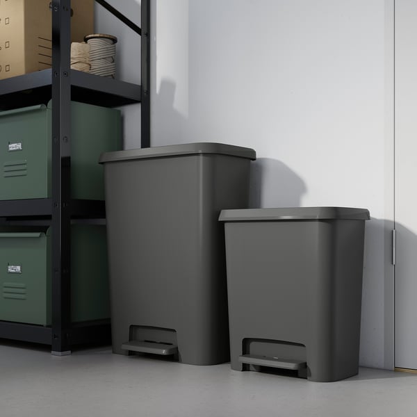 IKEA KNÖCKLA Step Trash Can Dark Gray 13 Gallon