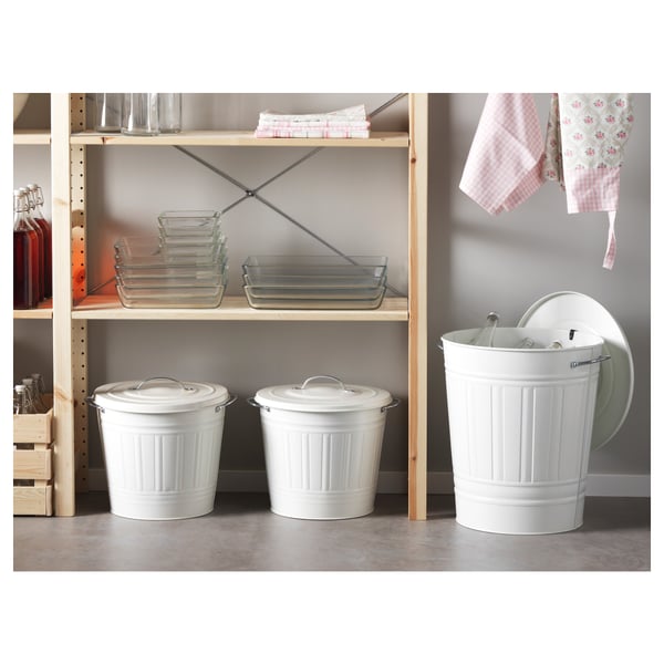 IKEA KNODD Bin With Lid White 4 Gallon