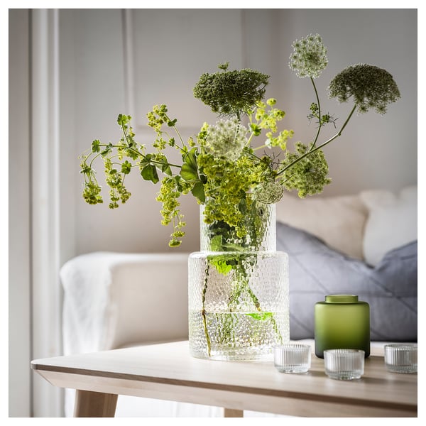 IKEA KONSTFULL Vase Clear Glass/patterned 10 ¼ "