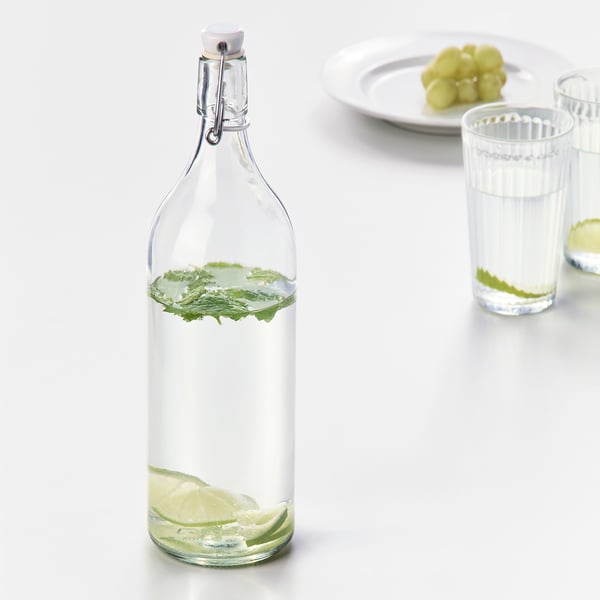 IKEA KORKEN Bottle With Stopper Clear Glass 34 Oz
