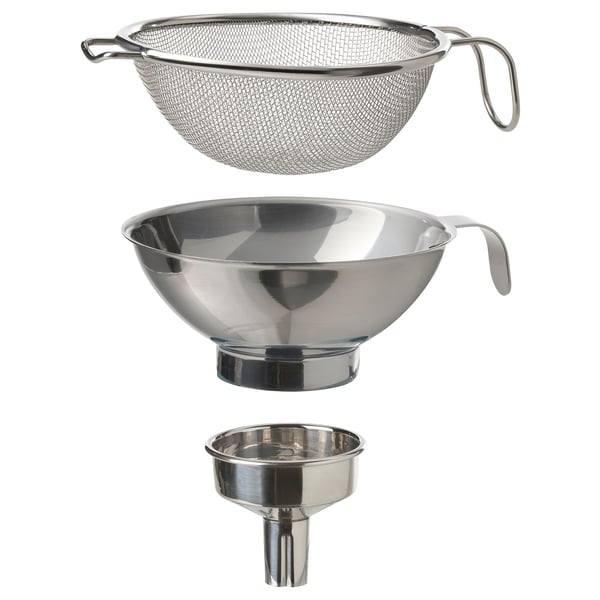 IKEA KORKEN Sifter/funnel set of 3 stainless steel