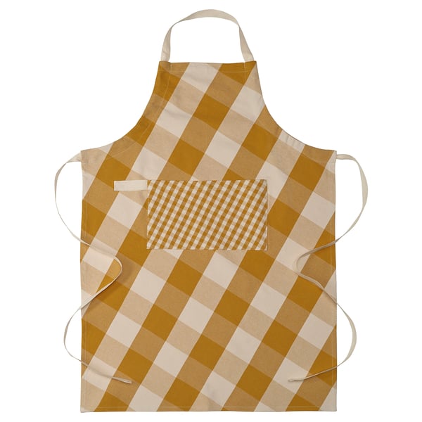 IKEA KÖSSEBÄR Apron yellow/white 28x36 "