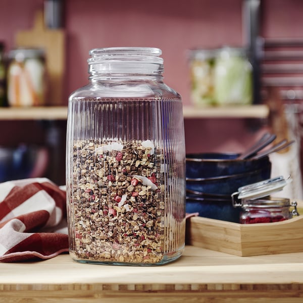 IKEA KÖSSEBÄR Jar With Lid Clear Glass 101 Oz