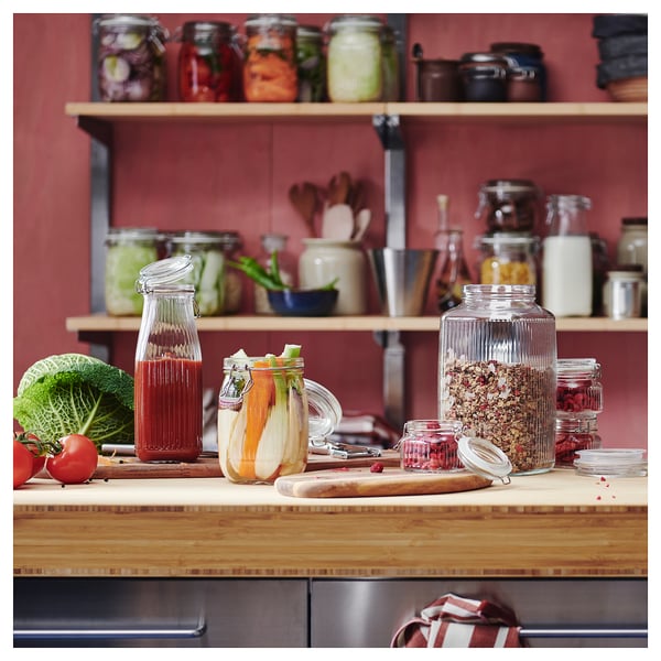 IKEA KÖSSEBÄR Jar With Lid Clear Glass 101 Oz