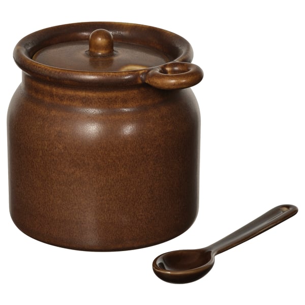IKEA KÖSSEBÄR Jar with spoon brown 10.1 oz