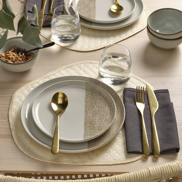 IKEA KRUSTISTEL Side Plate Patterned/light Beige 8 "
