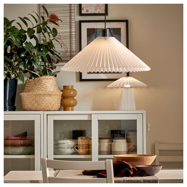 IKEA KUDDLAVA Table Lamp Pleated White 11 "