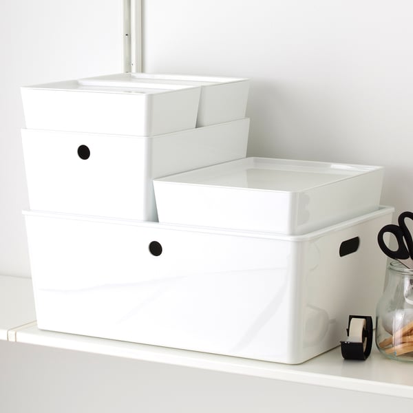 IKEA KUGGIS Box With Lid White 10 ¼x13 ¾x6 "