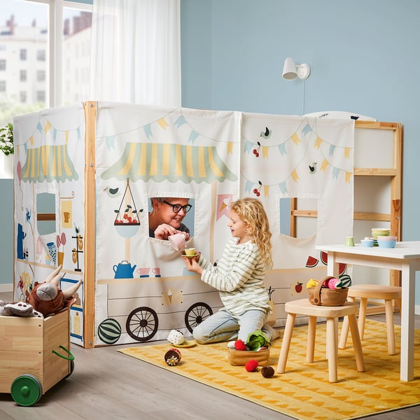 IKEA KURA Bed Curtain Market Stall Pattern