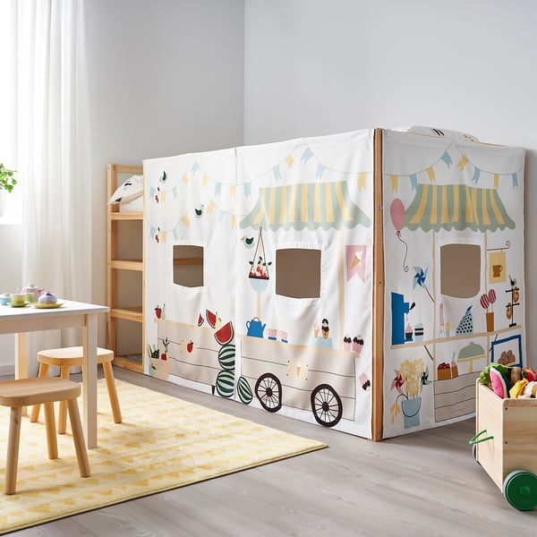 IKEA KURA Bed Curtain Market Stall Pattern