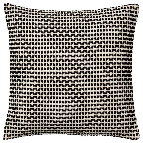 IKEA KUSTFLY Cushion cover beige/black 20x20 "