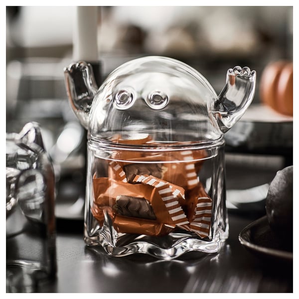IKEA KUSTFYR Bowl With Lid Ghost Clear Glass 5 "