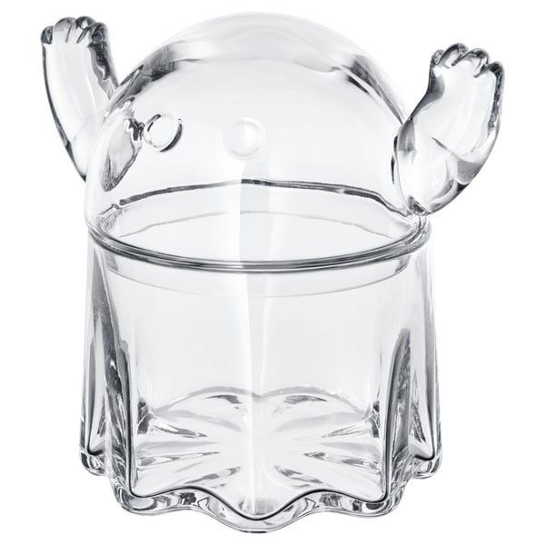 IKEA KUSTFYR Bowl with lid ghost clear glass 5 "