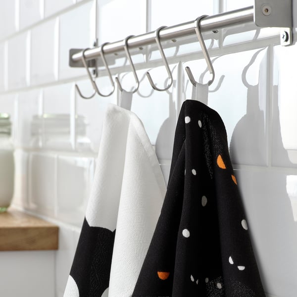 IKEA KUSTFYR Dish Towel Cat Eye/white/black 18x24 "