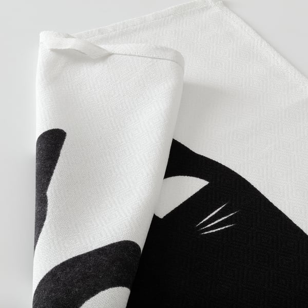 IKEA KUSTFYR Dish Towel Cat Eye/white/black 18x24 "