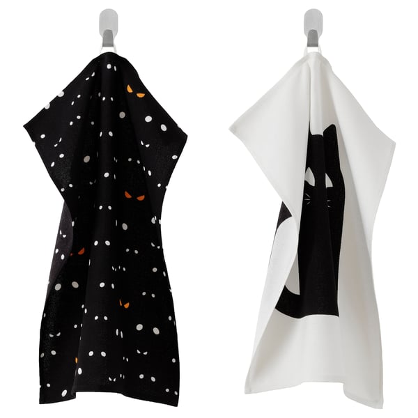 IKEA KUSTFYR Dish towel cat eye/white/black 18x24 "