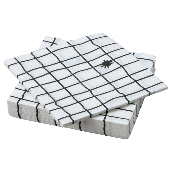 IKEA KUSTFYR Paper napkin white/black 13x13 "