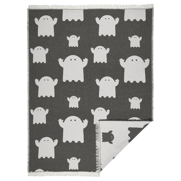 IKEA KUSTFYR Throw Ghost Pattern White/black 51x67 "