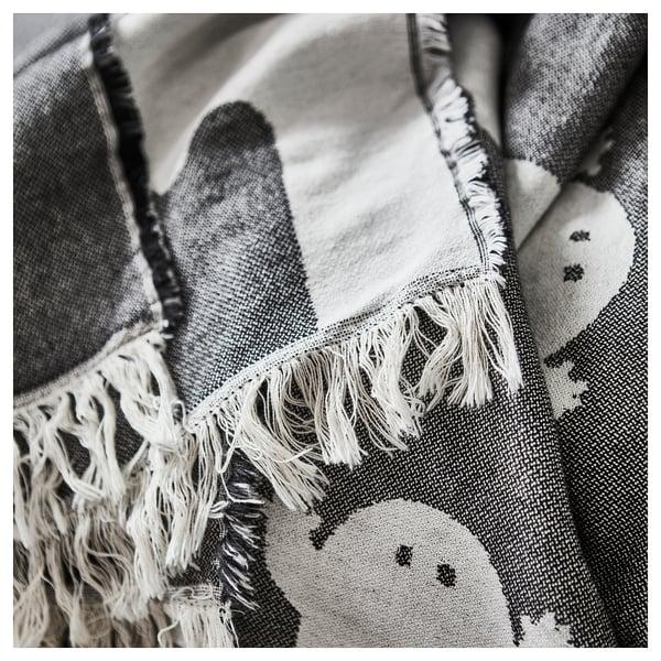 IKEA KUSTFYR Throw Ghost Pattern White/black 51x67 "