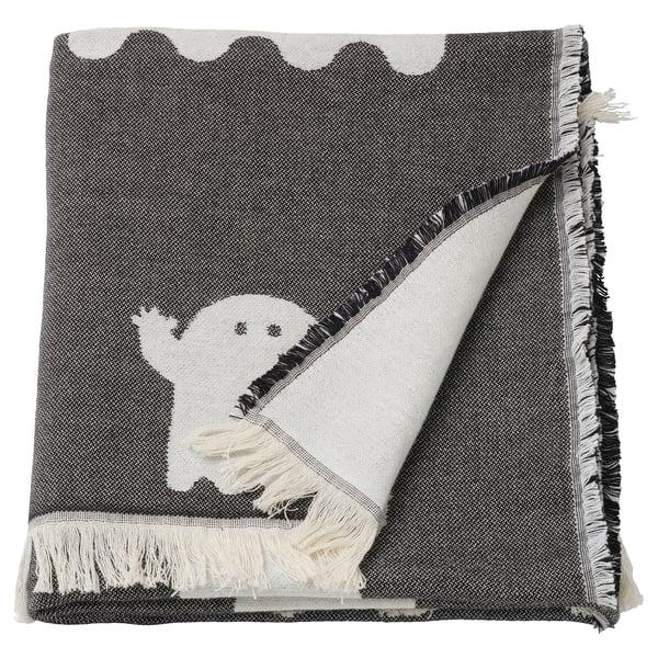 IKEA KUSTFYR Throw ghost pattern white/black 51x67 "