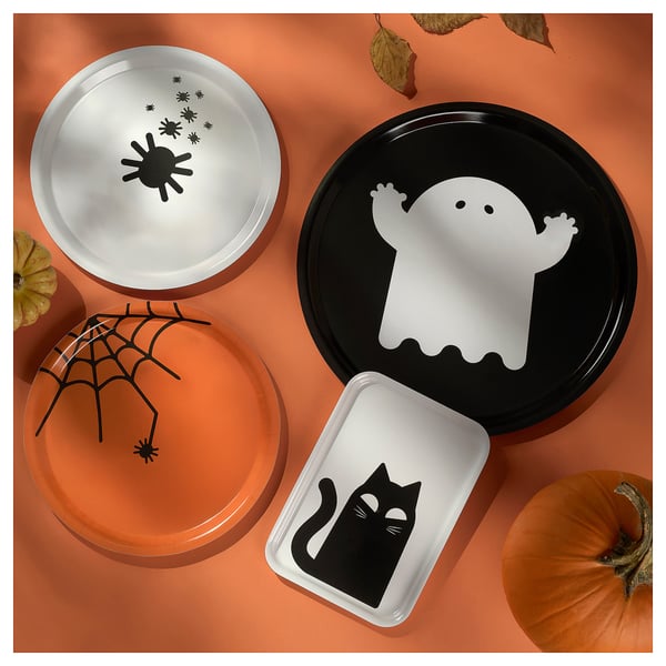 IKEA KUSTFYR Tray White/cat Black 8x11 "