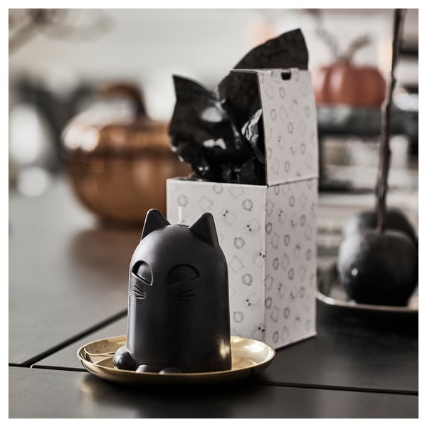 IKEA KUSTFYR Unscented Candle Cat Black 4 ¾ "