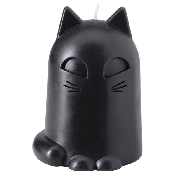 IKEA KUSTFYR Unscented candle cat black 4 ¾ "