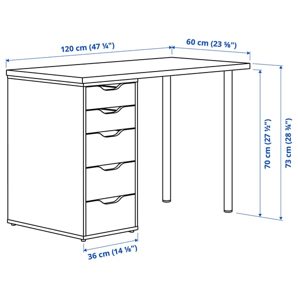 IKEA LAGKAPTEN / ALEX Desk White 47 1/4x23 5/8 "