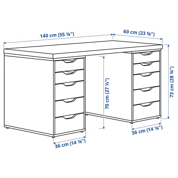 IKEA LAGKAPTEN / ALEX Desk White 55 1/8x23 5/8 "