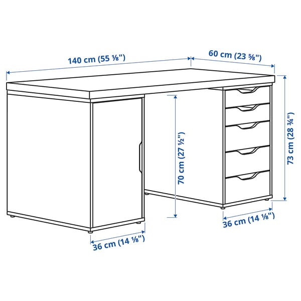 IKEA LAGKAPTEN / ALEX Desk White 55 1/8x23 5/8 "