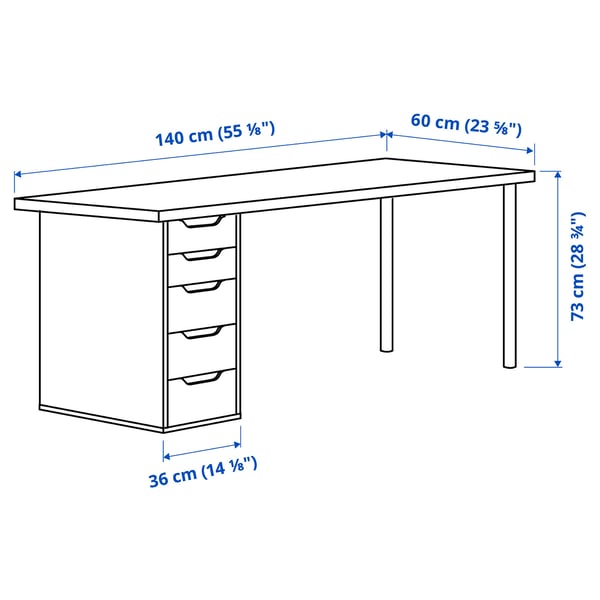 IKEA LAGKAPTEN / ALEX Desk White 55 1/8x23 5/8 "