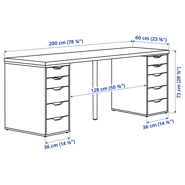 IKEA LAGKAPTEN / ALEX Desk White 78 3/4x23 5/8 "