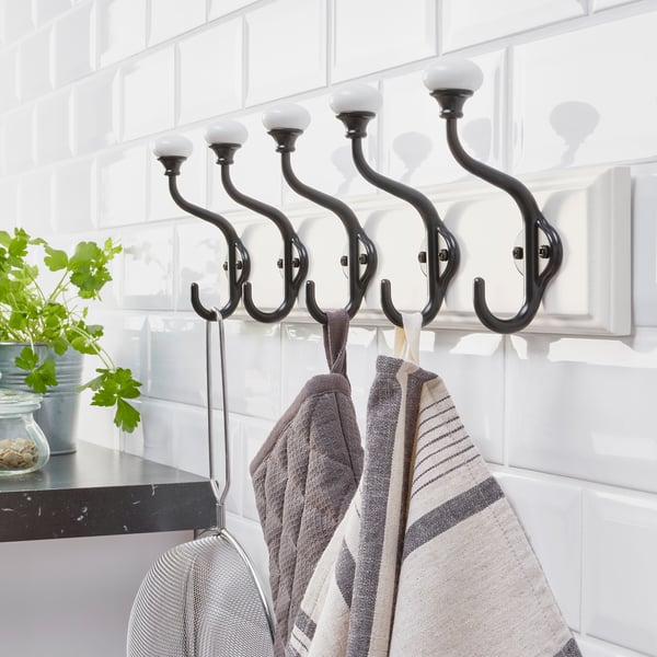 IKEA LANDKRABBA Rack With 5 Hooks White 19 ¾ "
