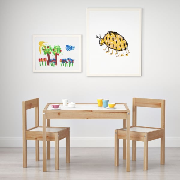 IKEA LÄTT Children's Table And 2 Chairs White/pine