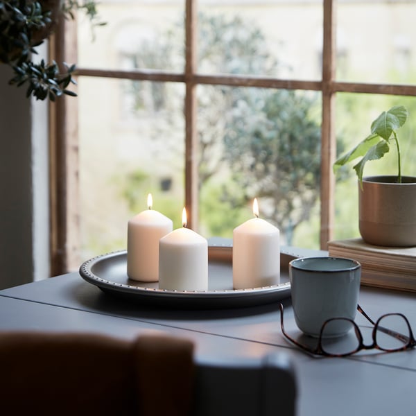 IKEA LÄTTNAD Unscented Block Candle Natural 4 "