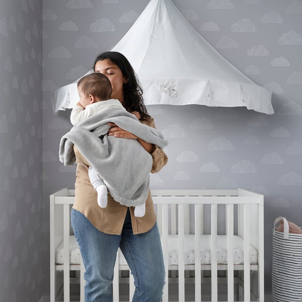 IKEA LEN Baby Blanket Knitted/gray 28x35 "