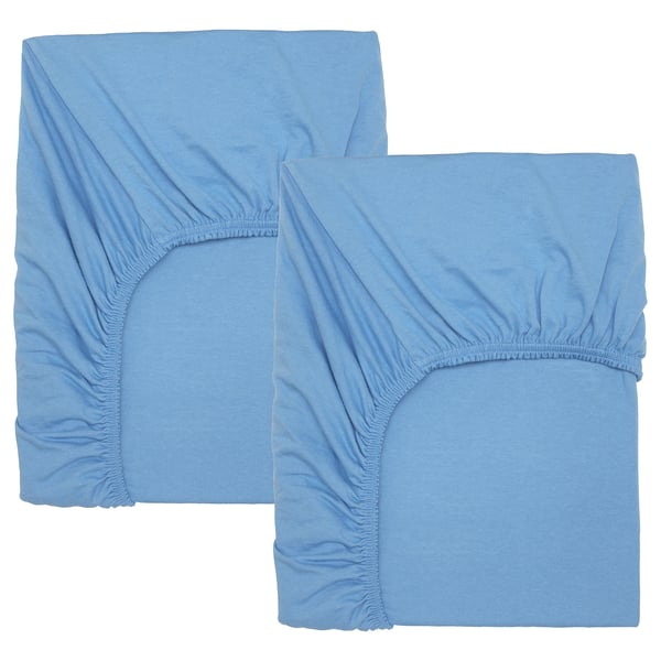 IKEA LEN Crib fitted sheet light blue 28x52 "