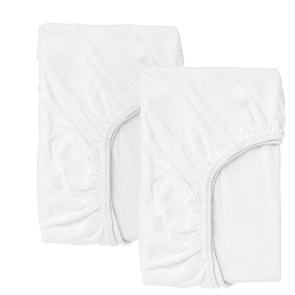 IKEA LEN Crib fitted sheet white 28x52 "