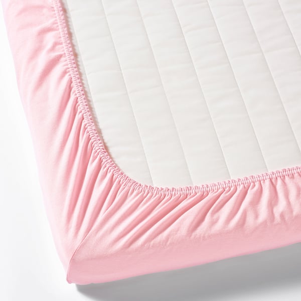 IKEA LEN Crib Fitted Sheet White/pink 28x52 "