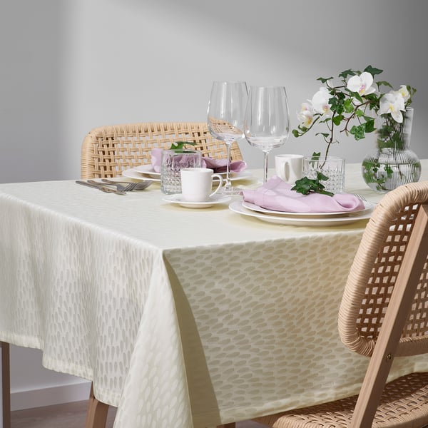 IKEA LIGUSTER Tablecloth Patterned White 57x94 "