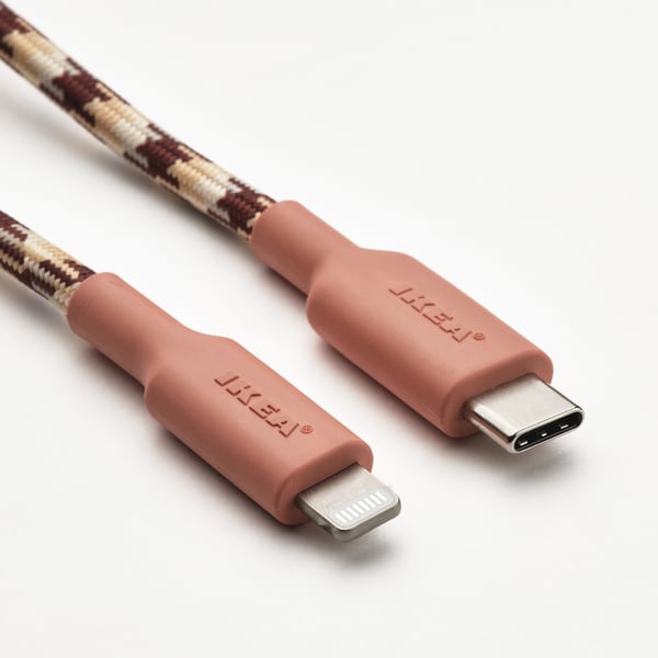 IKEA LILLHULT USB-C To Lightning Pink/beige 4 ' 11 "