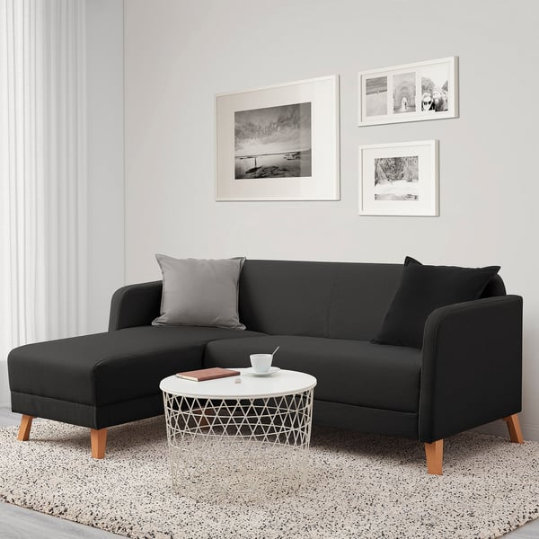 IKEA LINANÄS Sofa With Chaise/Vissle Dark Gray