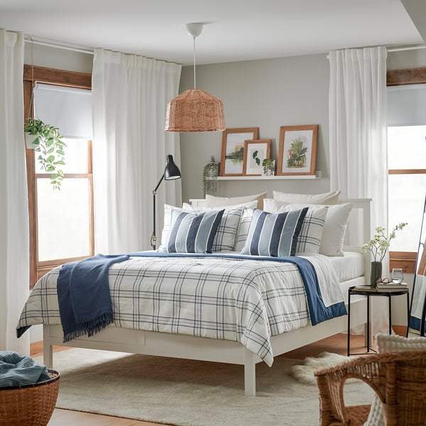 IKEA LINSNÄRJA Comforter Set Blue/white Full/Queen